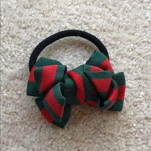 Green and Red Bow Hair Tie